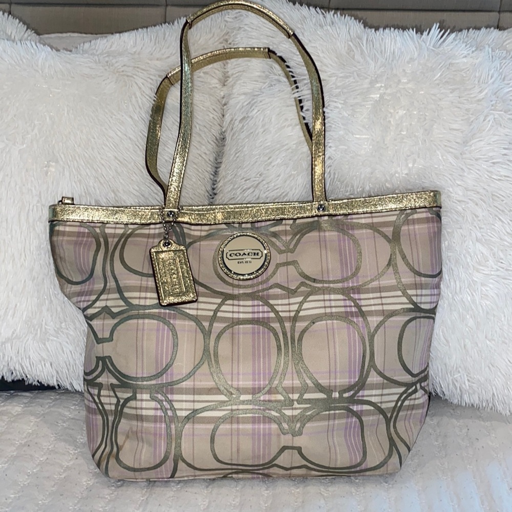 COACH PLAID TOTE BAG